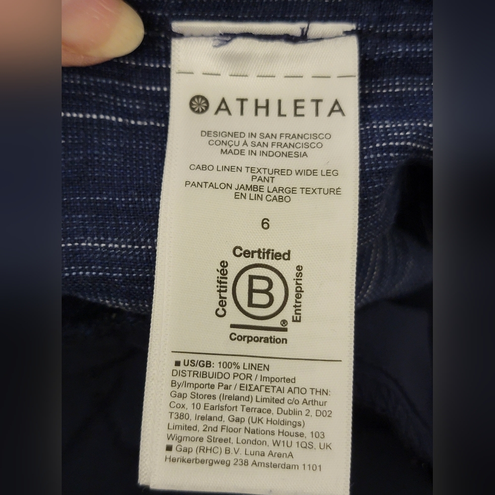 Athleta 100% Linen Wide Leg Drawstring Pants Size 6 - Picture 10 of 11